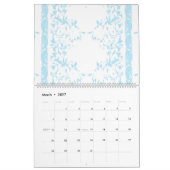 白い背景に緑の花の束 カレンダー (3月 2027)