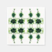 白い背景に緑の花の束 スタンダードカクテルナプキン (正面)