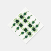 白い背景に緑の花の束 スタンダードカクテルナプキン (角)
