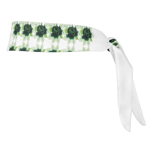 白い背景に緑の花の束 タイヘッドバンド (回転90)