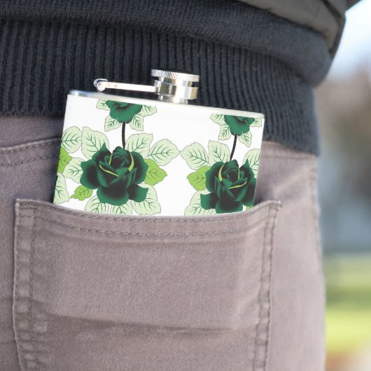 白い背景に緑の花の束 フラスク (インサイチュ)