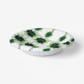 白い背景に緑の花の束 ペーパーボウル (傾斜あり)