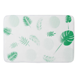 白い背景に繊細な緑の葉 バスマット