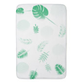 白い背景に繊細な緑の葉 バスマット (正面縦)