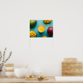 白い背景に美味しいフレッシュマンゴスムージー ポスター (キッチン)