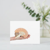 白い背景に脳半球を持つ手 ポストカード (スタンド正面)