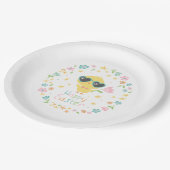 白い背景に花が咲く可愛いイースターシック ペーパープレート (アングル)