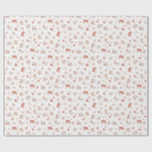 白い背景に花のスケッチ ラッピングペーパー (フラット)