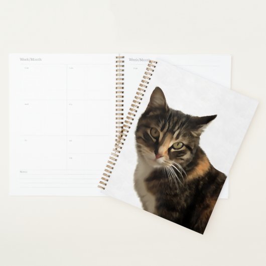 白い背景に芸術的Tabby Catポートレート プランナー手帳 (ディスプレー)