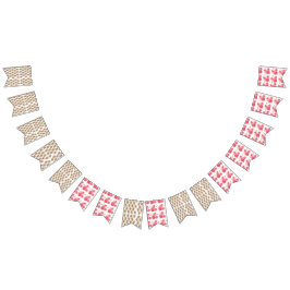 白い背景に茶色の花 バンティングフラッグ