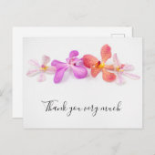 白い背景に蘭の花のサンキューカード ポストカード (正面/裏面)