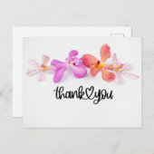 白い背景に蘭の花のサンキューカード ポストカード (正面/裏面)