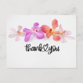 白い背景に蘭の花のサンキューカード ポストカード (正面)