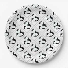 白い背景に蝶のハート ペーパープレート