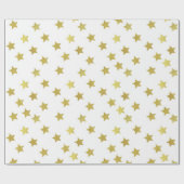 白い背景に複数の黄金の星 ラッピングペーパー (フラット)