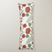 白い背景に赤いフローラのシームレスなパターン ボディピロー (裏面 (縦))