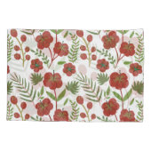 白い背景に赤いフローラのシームレスなパターン 枕カバー (裏面-左)