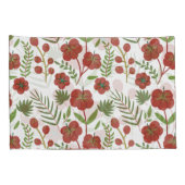 白い背景に赤いフローラのシームレスなパターン 枕カバー (裏面-右)