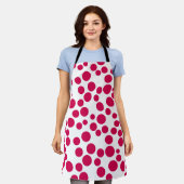 白い背景に赤い水玉模様 エプロン (着用した状態)