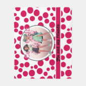 白い背景に赤い水玉模様 フリースブランケット (正面)