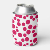 白い背景に赤い水玉模様 缶クーラー (缶正面)
