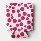 白い背景に赤い水玉模様 缶クーラー (正面)