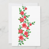 白い背景に赤い花がたくさん 招待状 (正面)