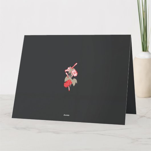 白い背景に赤い花のデザイン サンキューカード (裏面)