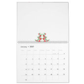 白い背景に赤い花の束 カレンダー (1月 2027)