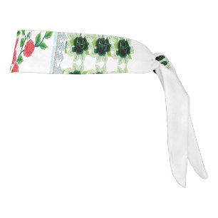 白い背景に赤い花の束 タイヘッドバンド