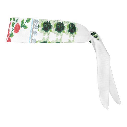 白い背景に赤い花の束 タイヘッドバンド (回転90)