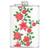 白い背景に赤い花の束 フラスク (正面)