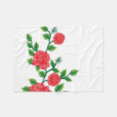白い背景に赤い花の束 フリースブランケット (正面(横))