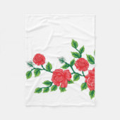 白い背景に赤い花の束 フリースブランケット (正面)