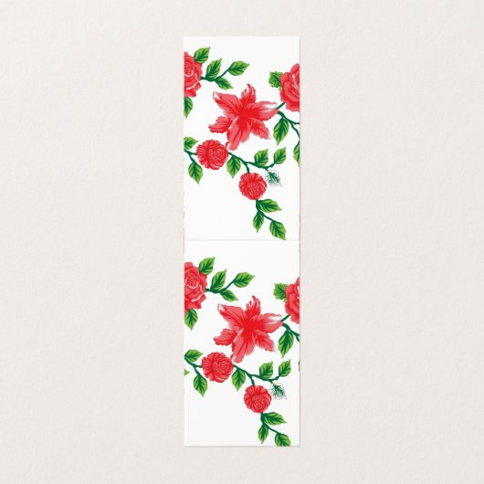 白い背景に赤い花の束 名刺 (外部フラット)