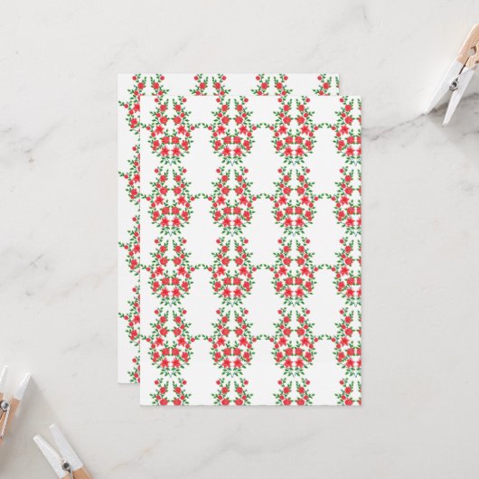 白い背景に赤い花の束 招待状 (正面/裏面インサイチュ)