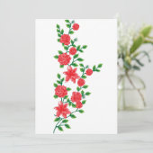 白い背景に赤い花の束 招待状 (スタンド正面)