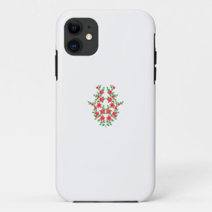 白い背景に赤い花の束 iPhone 11 ケース