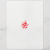 白い背景に赤い花をスケッチしたもの (裏面)