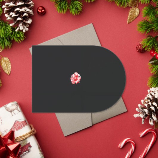 白い背景に赤い花をスケッチしたもの アクリル招待状 (インサイチュ (クリスマス))