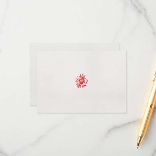 白い背景に赤い花をスケッチしたもの エンクロージャーカード (正面/裏面インサイチュ)