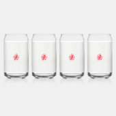 白い背景に赤い花をスケッチしたもの ガラス缶 (正面)