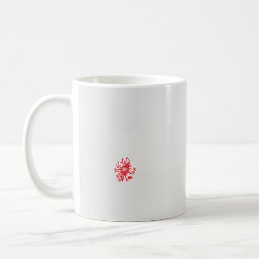 白い背景に赤い花をスケッチしたもの コーヒーマグカップ (左)