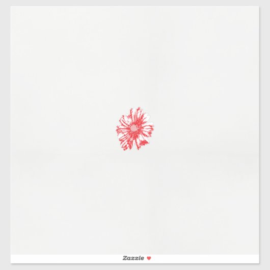 白い背景に赤い花をスケッチしたもの シール (シート)