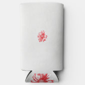 白い背景に赤い花をスケッチしたもの スリム缶クーラー (正面)