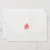 白い背景に赤い花をスケッチしたもの セーブザデート (裏面)