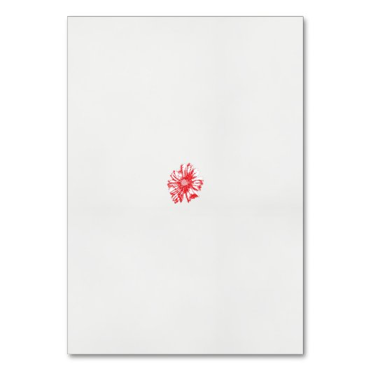 白い背景に赤い花をスケッチしたもの テーブルナンバー (正面)