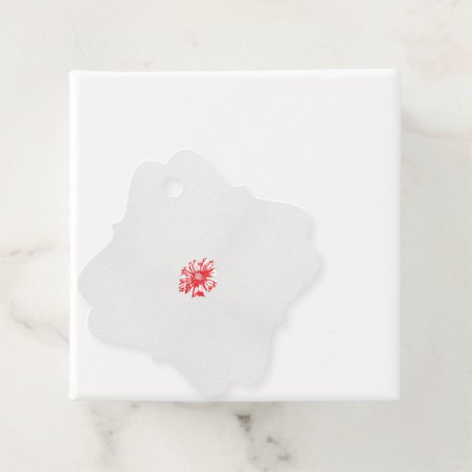 白い背景に赤い花をスケッチしたもの フェイバータグ (インサイチュ)