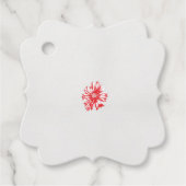 白い背景に赤い花をスケッチしたもの フェイバータグ (正面)