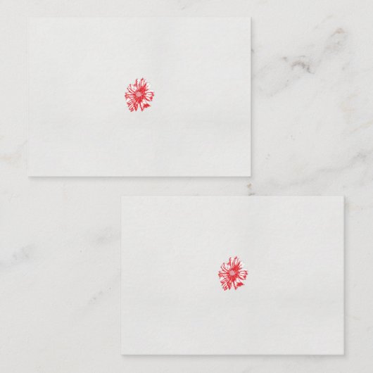 白い背景に赤い花をスケッチしたもの プレイスカード (正面/裏面)
